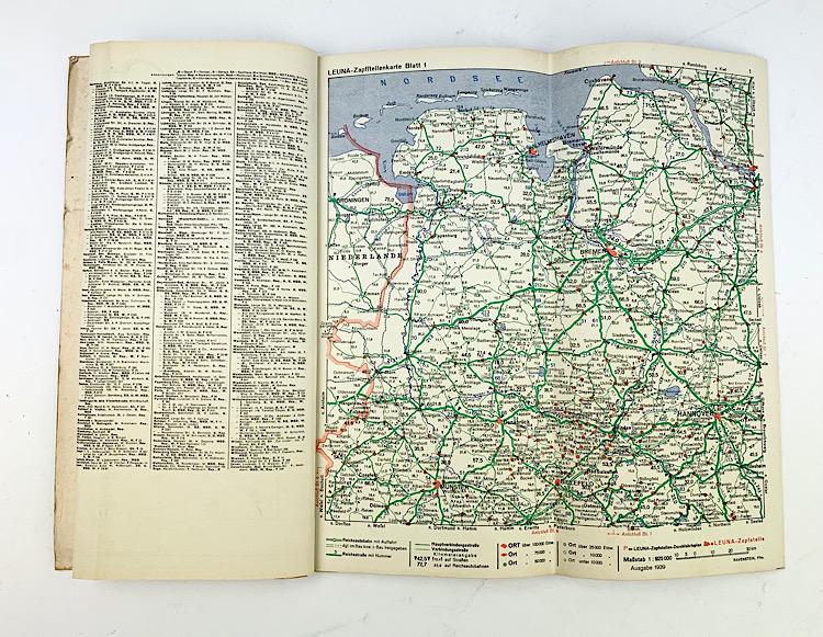 Leuna Zapfstellen Atlas 1938 (Gasstation Road Map)