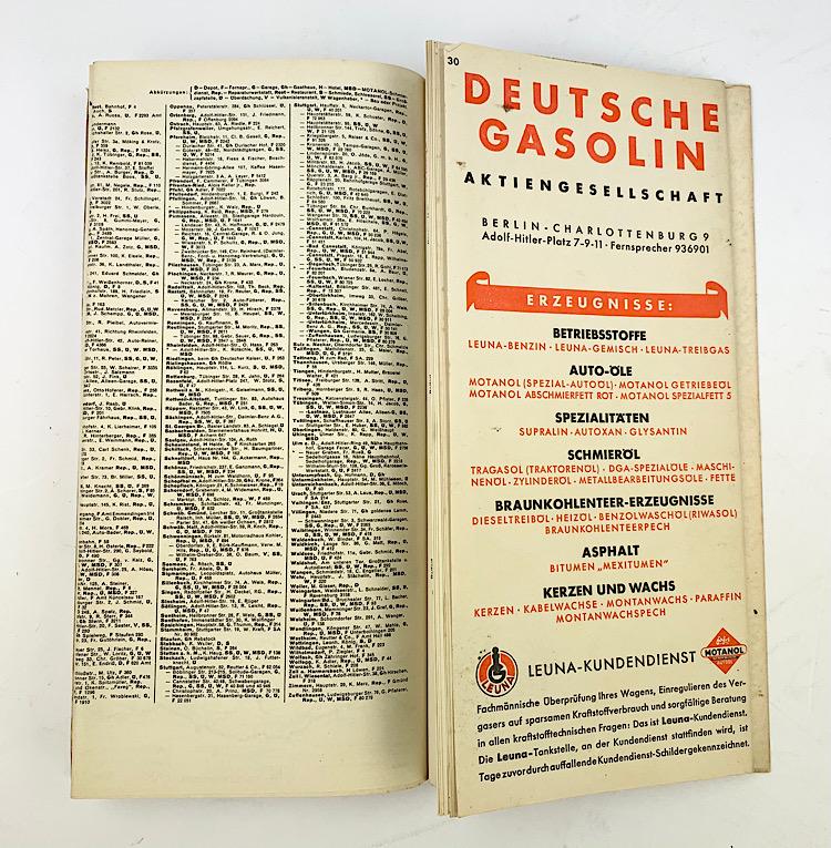 Leuna Zapfstellen Atlas 1938 (Gasstation Road Map)