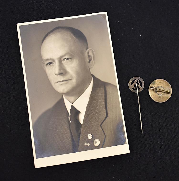 NSDAP Party Badge and SA Stickpin with photo