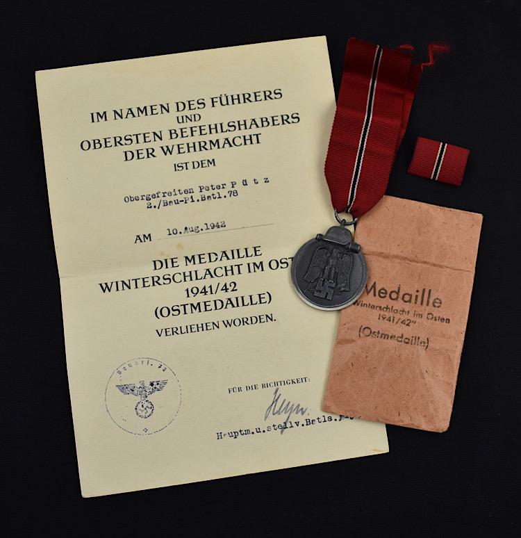Eastern Front Winter Medal (Ost Medaille) & Award