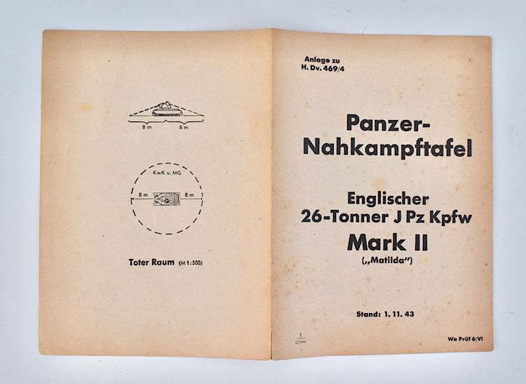 Panzer Nahkampftafel Englischer J Pz Kpfw Mark 3