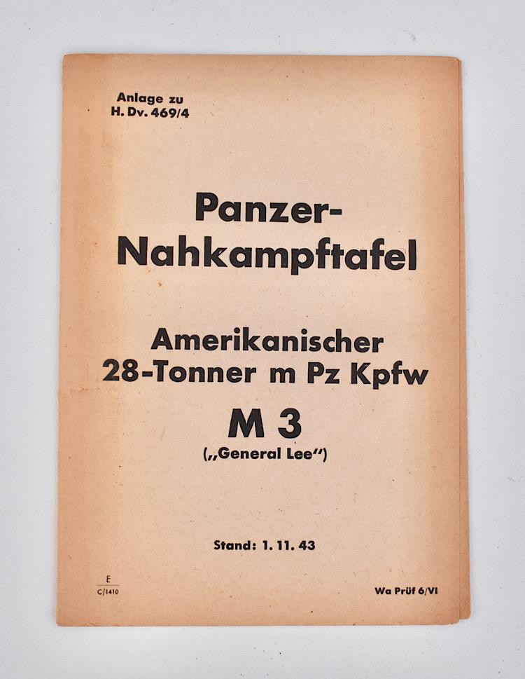 Panzer Nahkampftafel Amerikanischer M Pz Kpfw M3