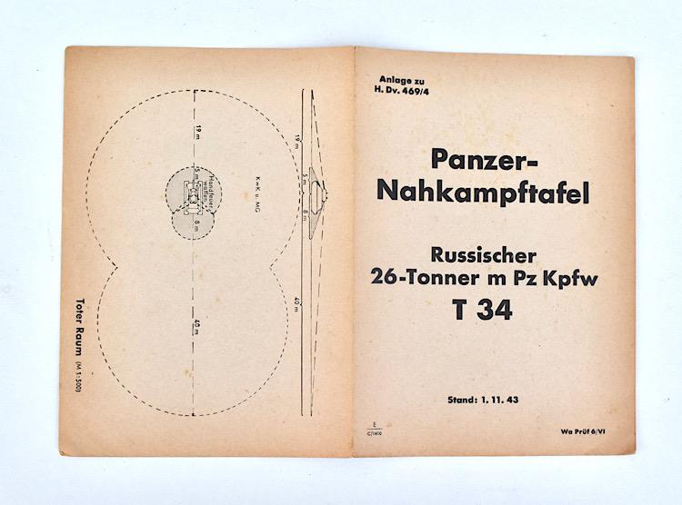 Panzer Nahkampftafel Russischer T34 M Pz Kpfw