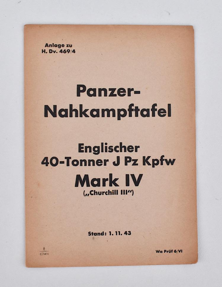 Panzer Nahkampftafel Englischer J Pz Kpfw Mark 4