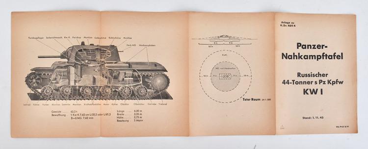 Panzer Nahkampftafel Russischer KV 1 Pz Kpfw