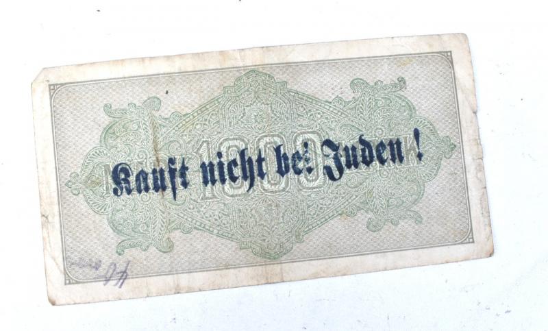 Third Reich Reichsmark Bank Note with anti Jew print