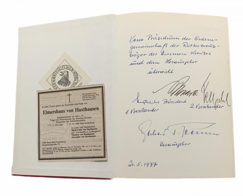 Book signed by 3 Knights Cross Recipients