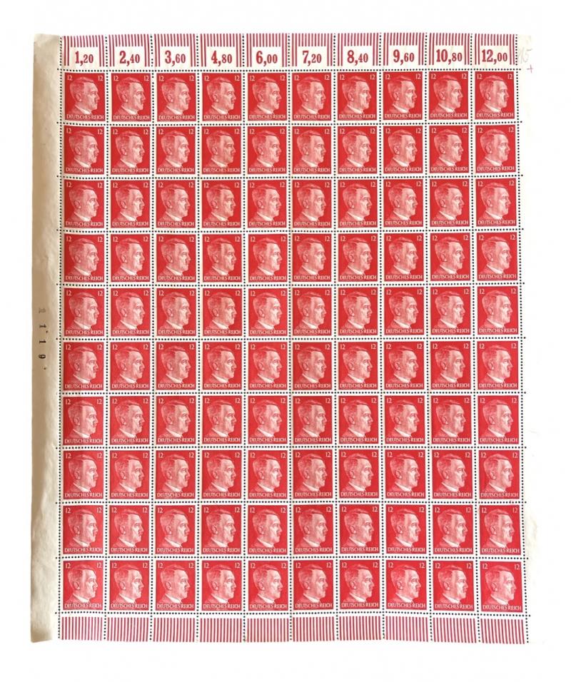 Adolf Hitler Postal Stamps sheet with 100 Stamps