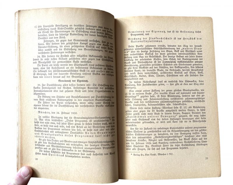Third Reich Brochure NSDAP Party Program