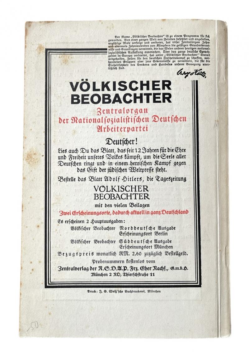 Third Reich Brochure NSDAP Party Program