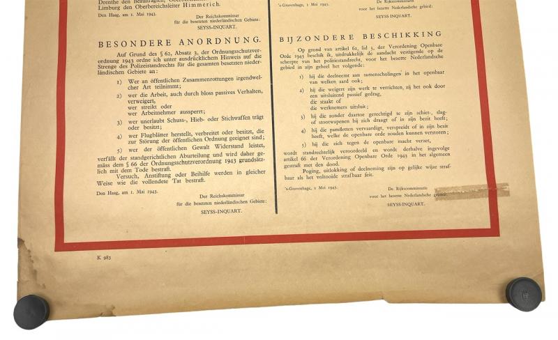 Wehrmacht Announcement Poster for occupiet Holland