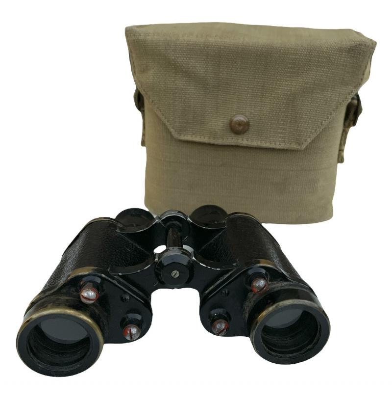 British WW2 Binoculars in webbing Pouch
