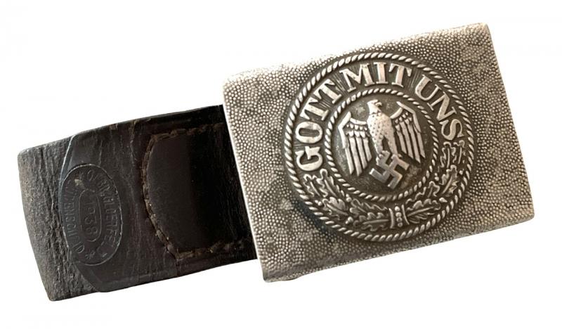 Wehrmacht aluminium Belt Buckle with Tab