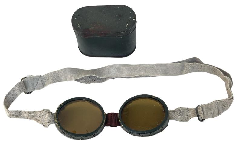 British WW2 Dust Goggles in metal Can