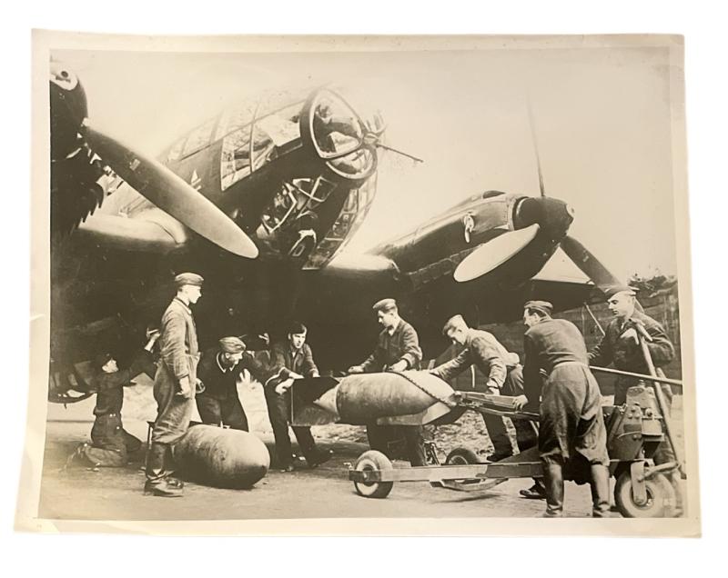 Big size Luftwaffe Press Photo HE 111 Bomber Plane