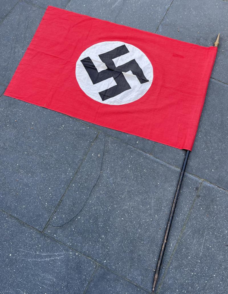 Third Reich Swastika Flag on original Flag Stick
