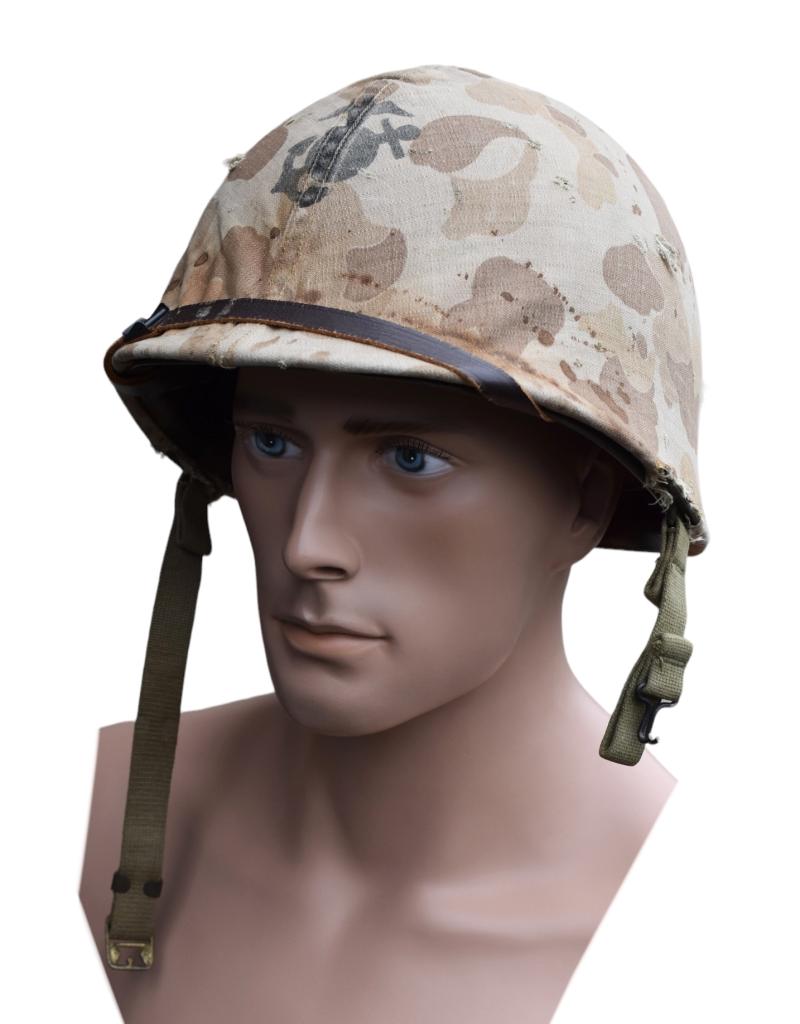US WW2 Fixedbail Helmet with USMC Helmet Cover