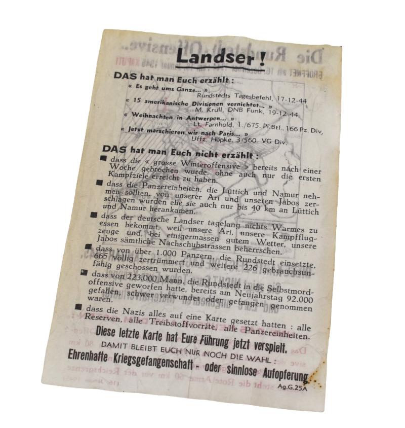 Allied Artillery to Germans Propaganda Flyer