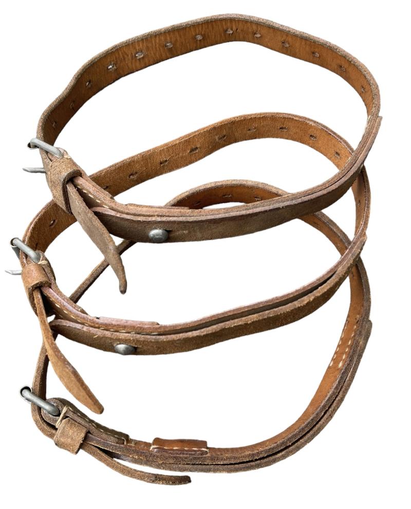 3 Luftwaffe Brown Leather Equipment Straps