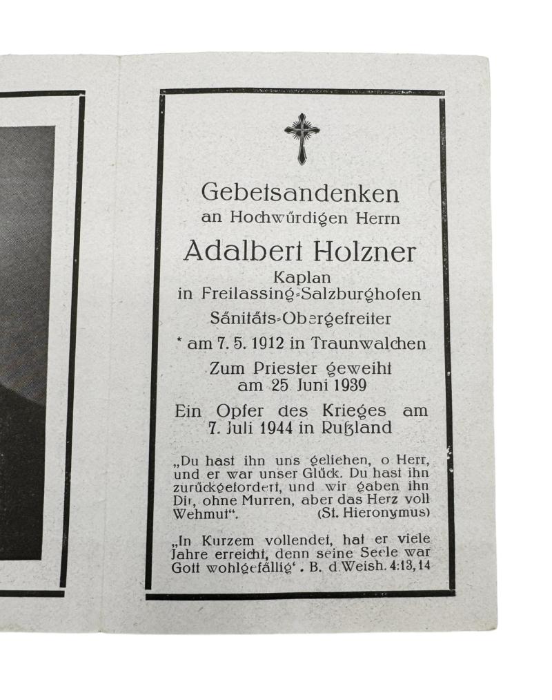 Death Notice Kaplan & Sanitäts-Obergefreiter