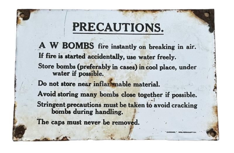 British WW2 metal Warning Sign un-exploded Ordnance.