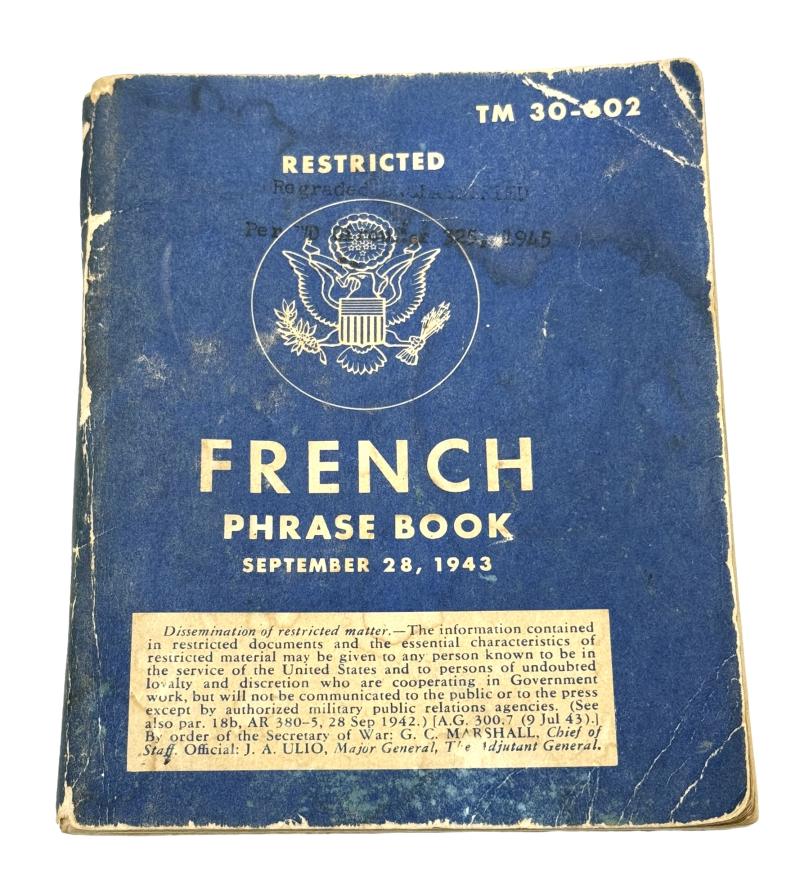 US WW2 Phrase Booklet French