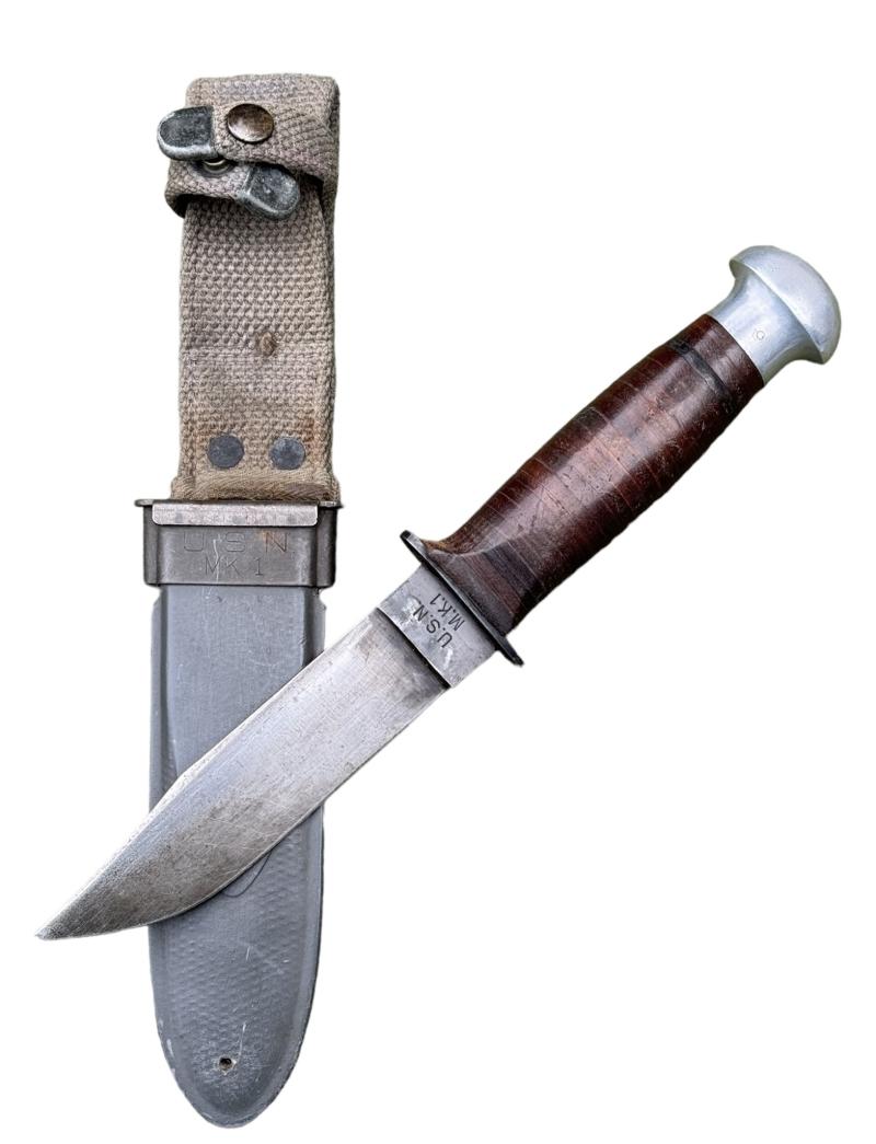 US WW2 MK1 Navy Fighting Knife with MK1 Scabbard