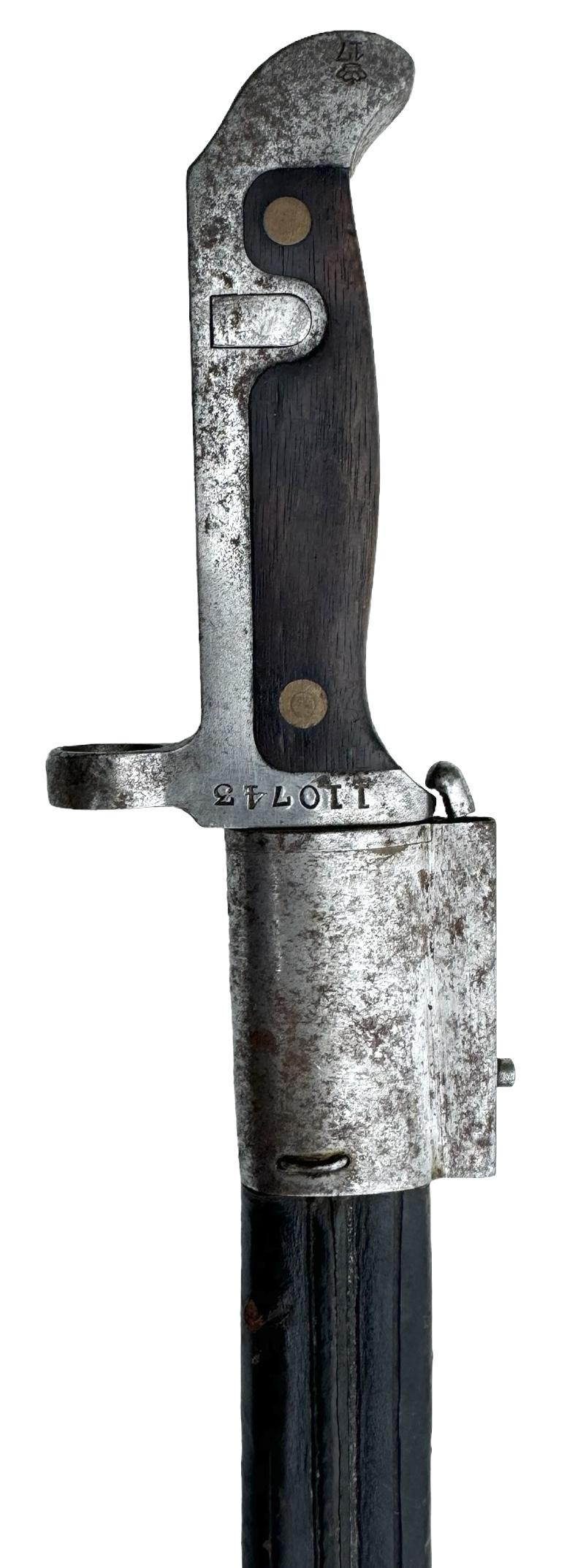 Danish M1915 Bayonet for the M1889 Krag-Jorgensen rifle and carbine.