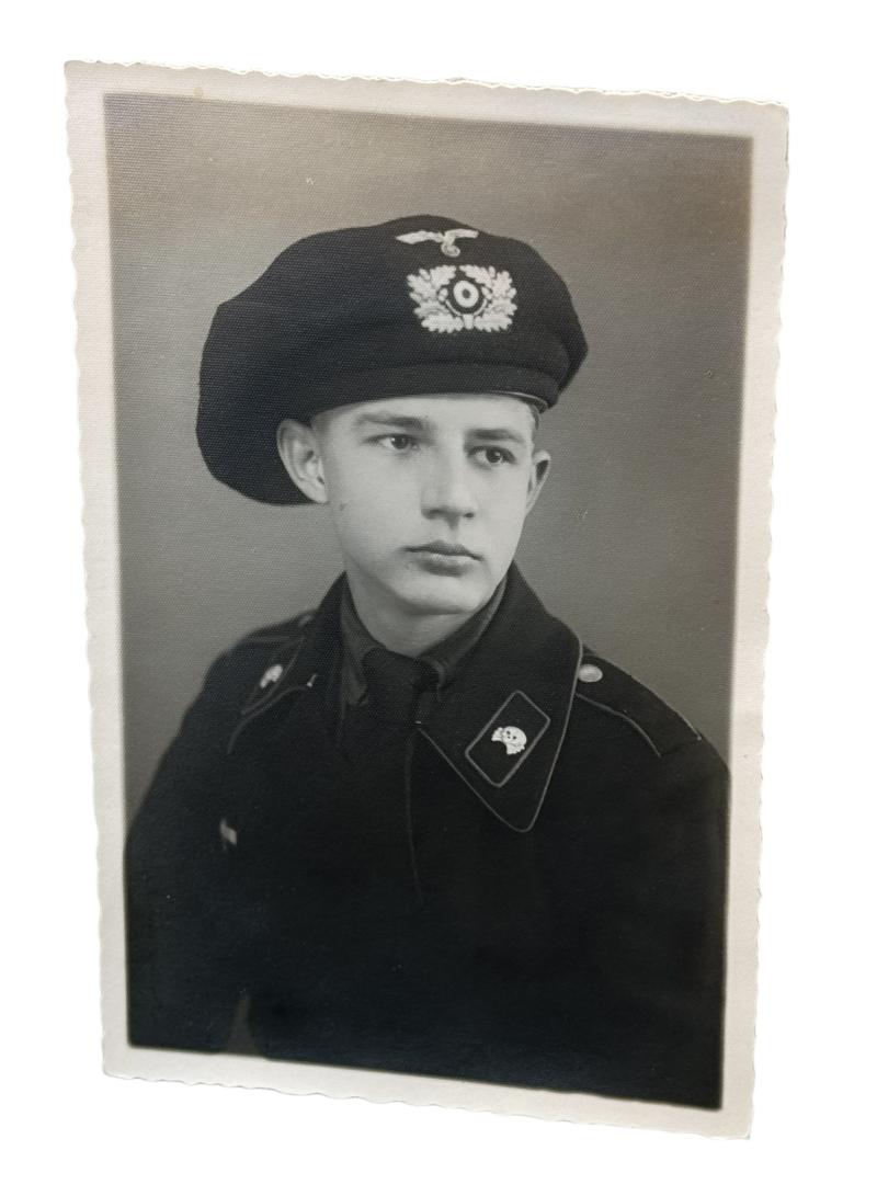 Wehrmacht Postcard Portrait Photograph Panzer Soldier
