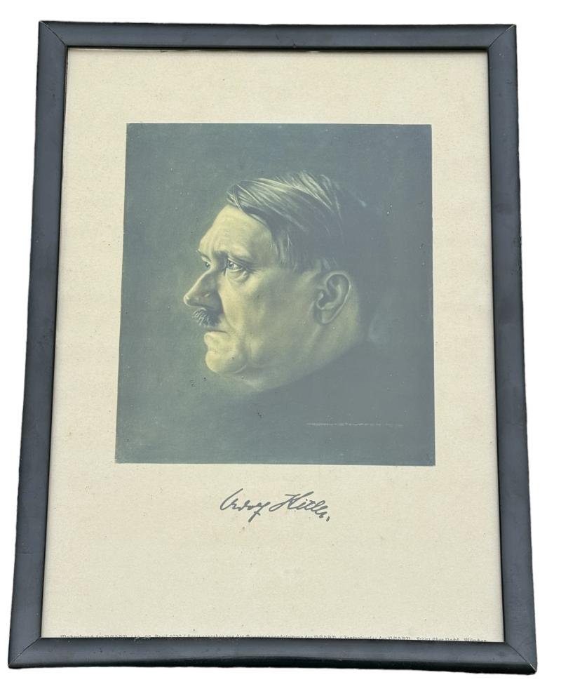 Framed Adolf Hitler Portrait Photo.