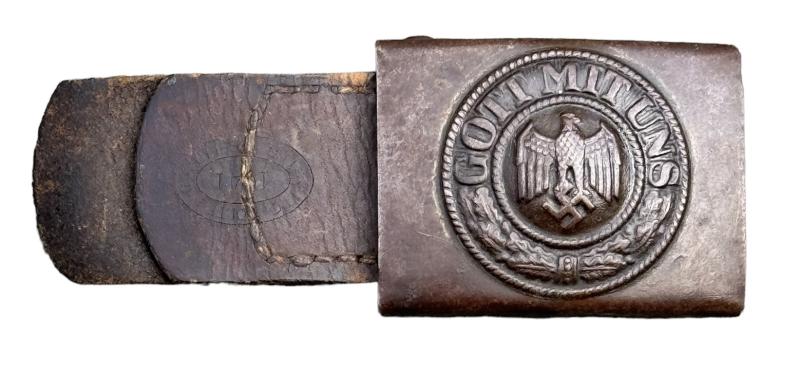 Wehrmacht steel Belt Buckle with Tab