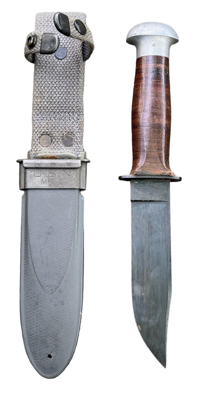 ベトナム戦争 US NAVY Mark1ナイフ WWII USN Mark 1 Fighting Knife Robeson Shuredge No.20 w