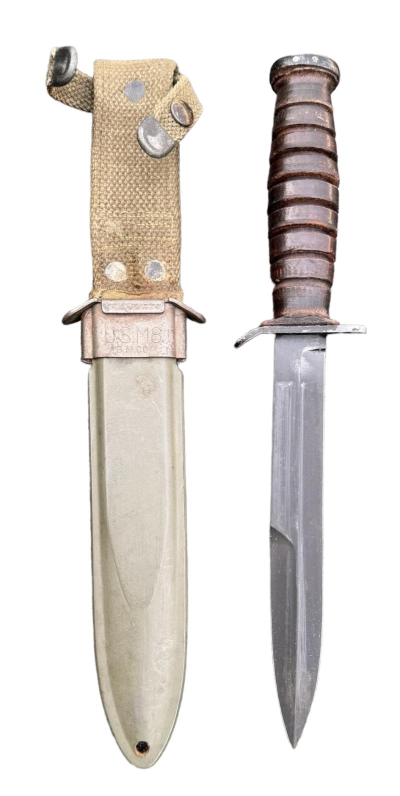 US WW2 M3 Combat Knife in US WW2 M8 Scabbard