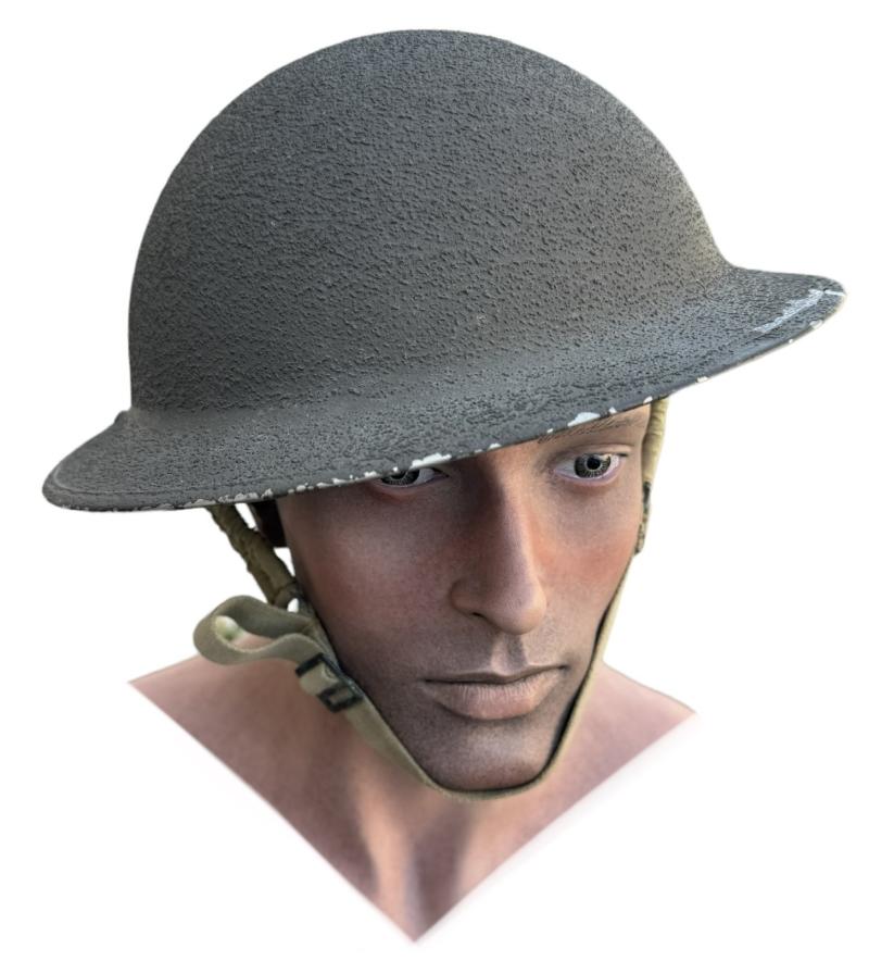 Canadian Brodie Helmet with rough camo paint