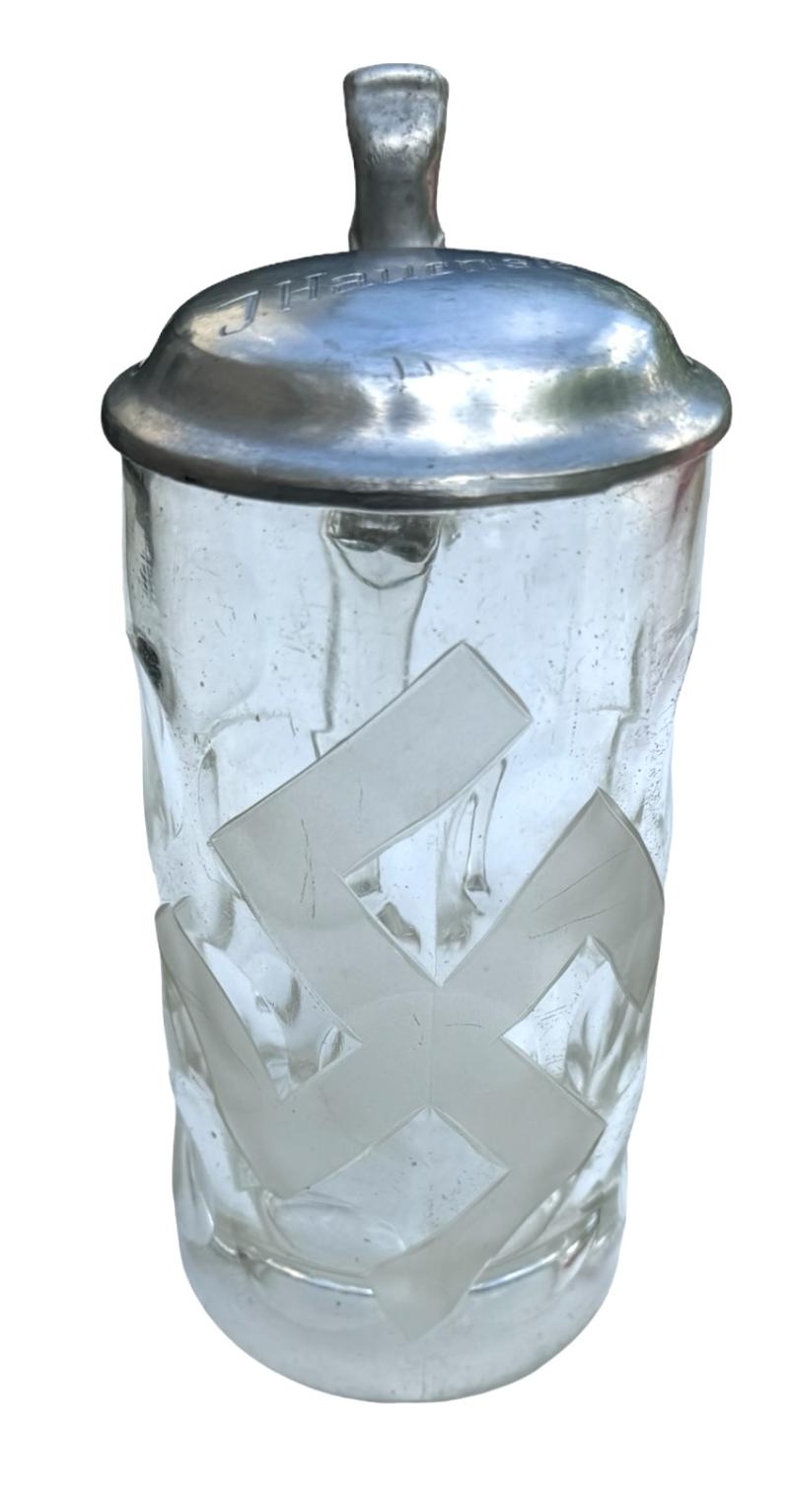 Third Reich 0.5 liter Glass Beer Jug