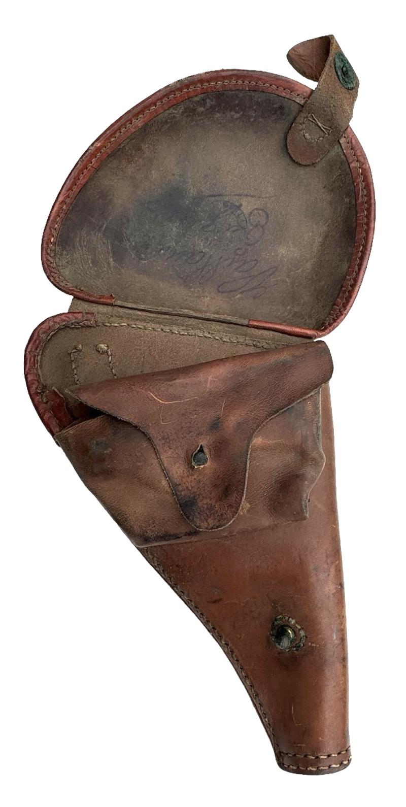 French Leather Revolver Holster Model 1892 WW1 WW2 Clam Shell