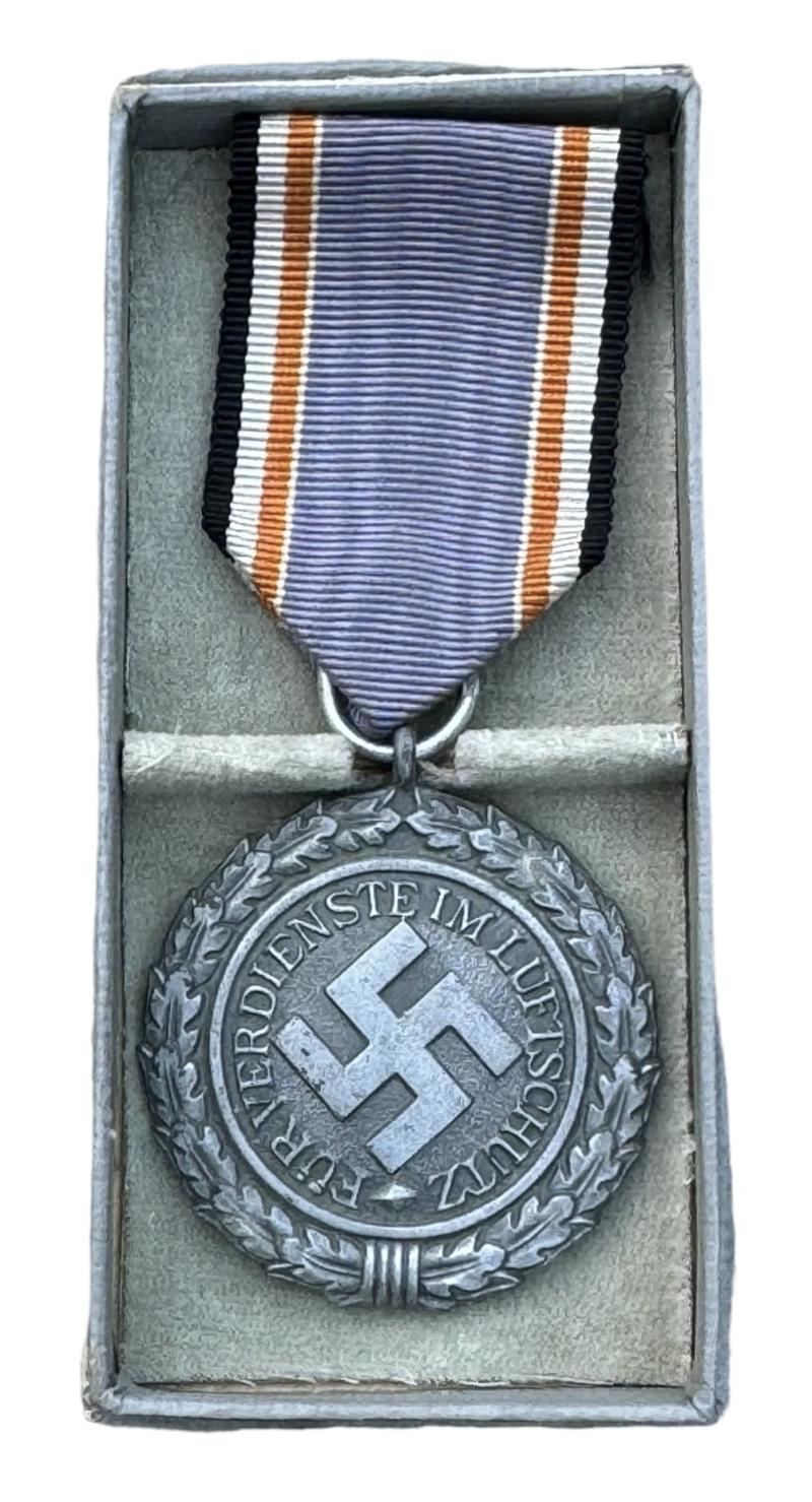 Luftschutz Medal in Case with Award Document