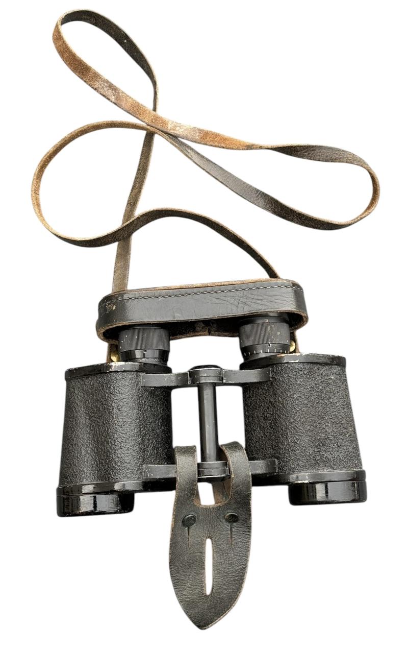 Wehrmacht 6x30 Binoculars with Strap and Button Attached Leather