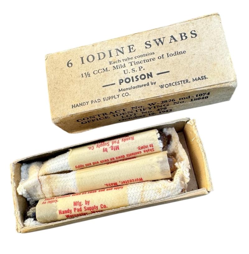 US WW2 Medical Iodine Swaps in Clipbord Box