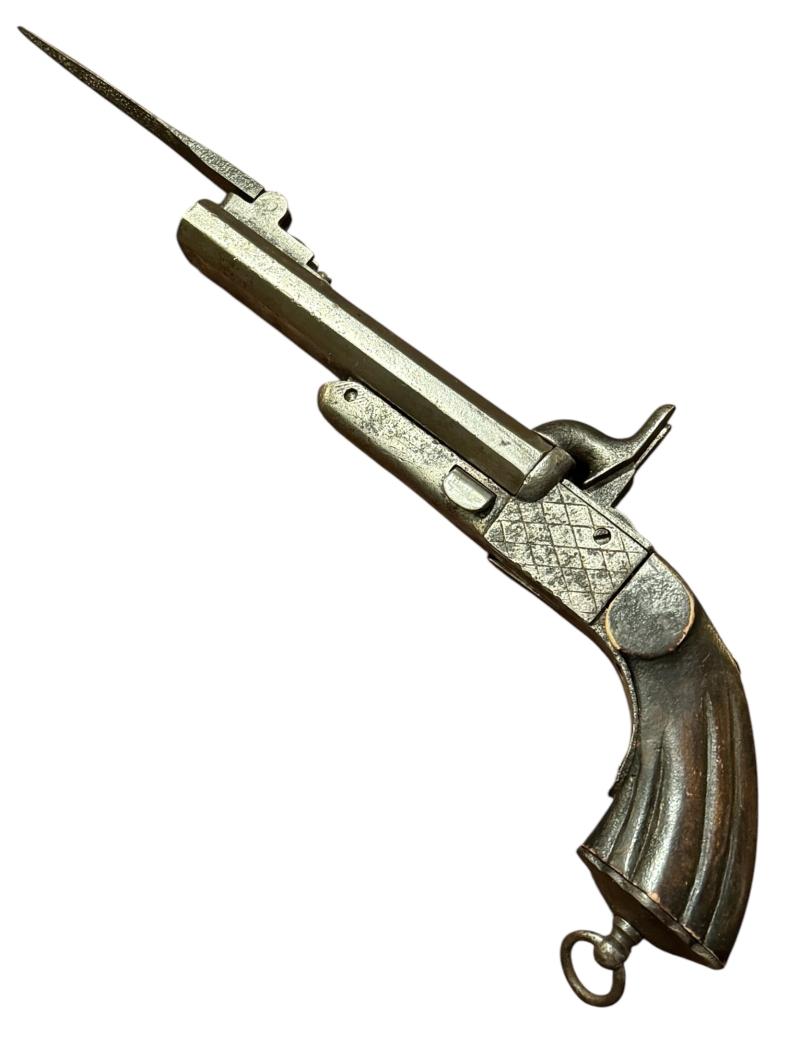 Belgium 1840-1850 Dubbel Barrel Pistol with Bayonet