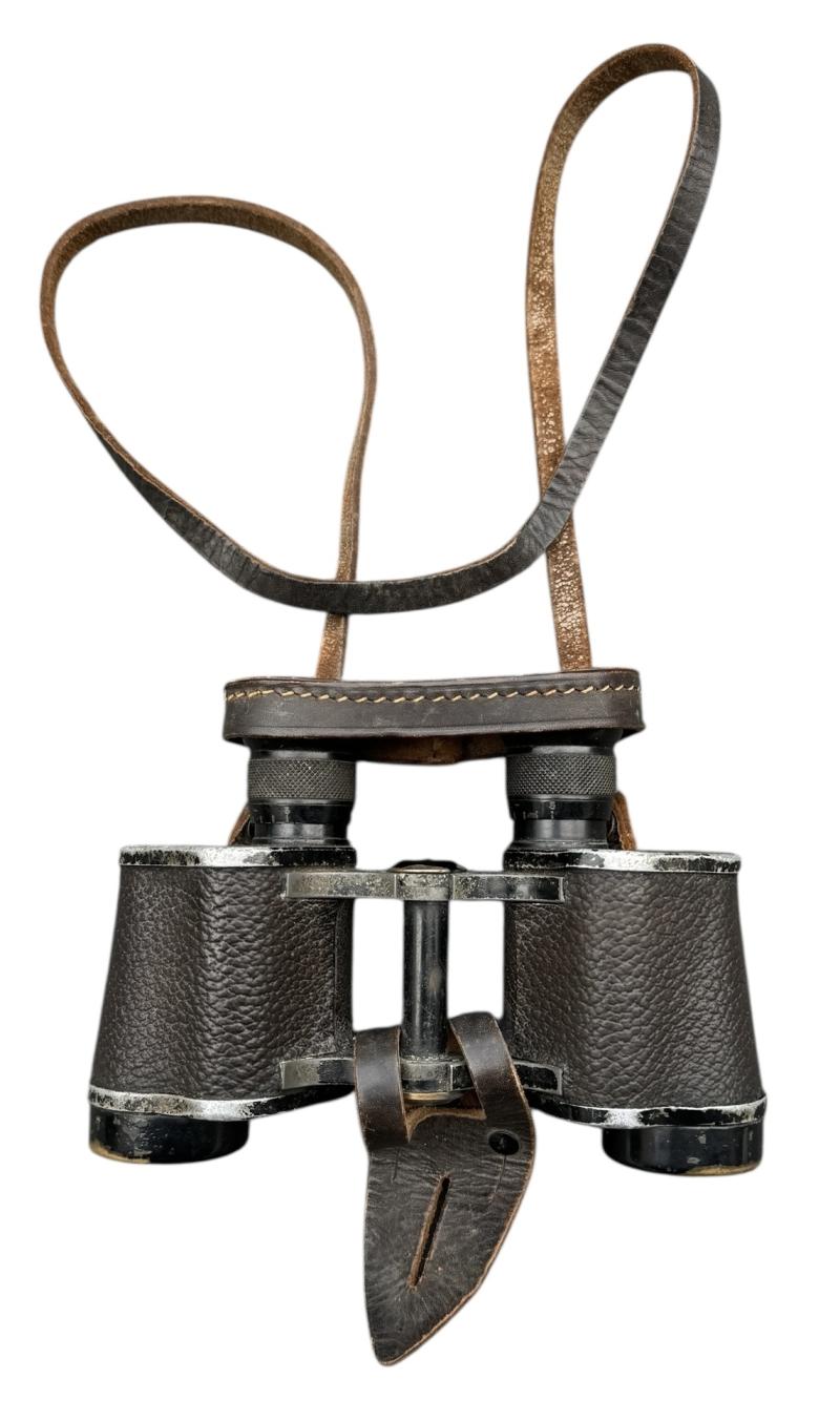 Wehrmacht 6x30 Binoculars with Lens Cover & Strap & Button Attached Leather