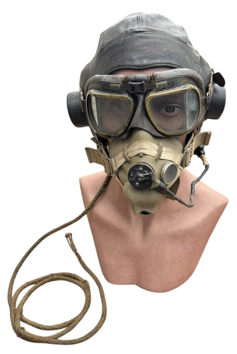 British WW2 RAF C Cap with Goggles and Oxygen Mask
