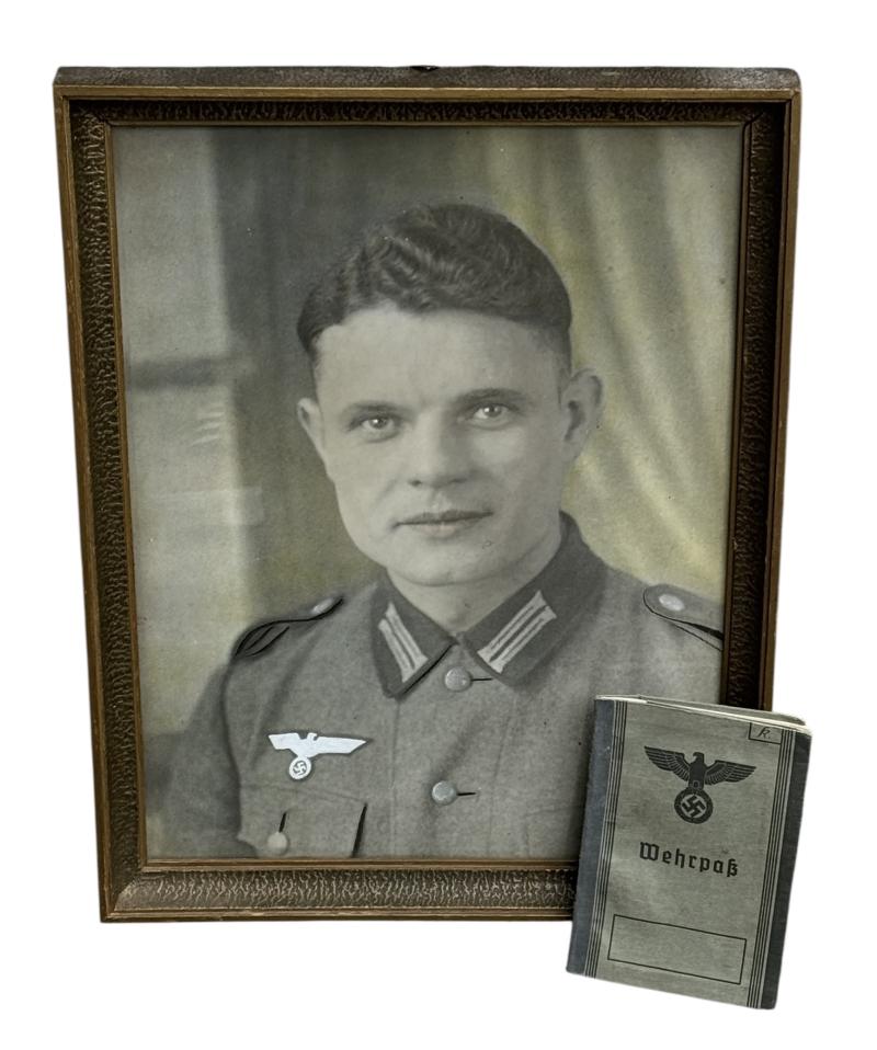 Wehrmacht Medic Wehrpass and Framed Portrait