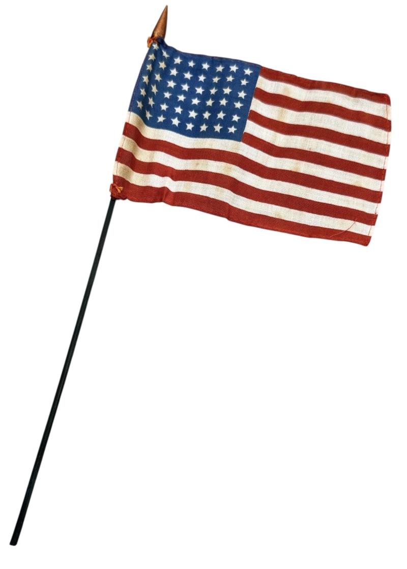US WW2 48 star Little Flag on pole
