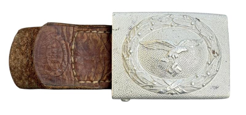 Luftwaffe aluminium Belt Buckle with leather Tab