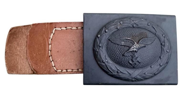 Luftwaffe steel Belt Buckle with leather Tab