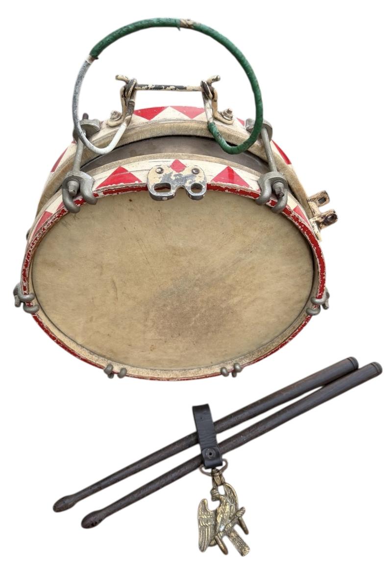 Hitler-Jugend Drum with Belt Hook and Drumsticks
