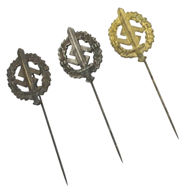 3 SA Sport Badge Stick Pins “Bronze Silver & Gold”