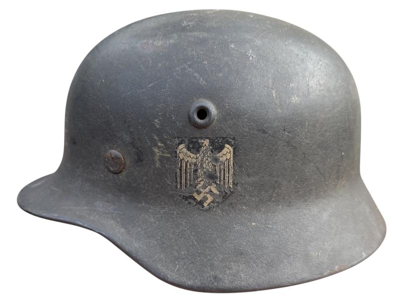 Wehrmacht M40 SD Shrapnel damage Helmet (KIA)