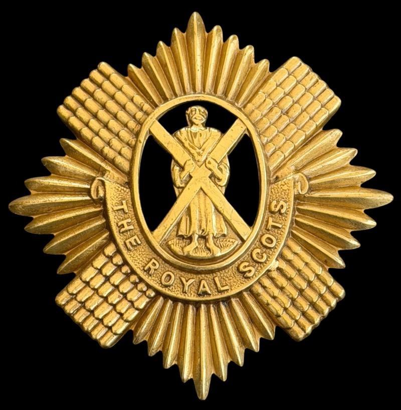 The Royal Scots WW1 All Brass Economy Issue Cap Badge